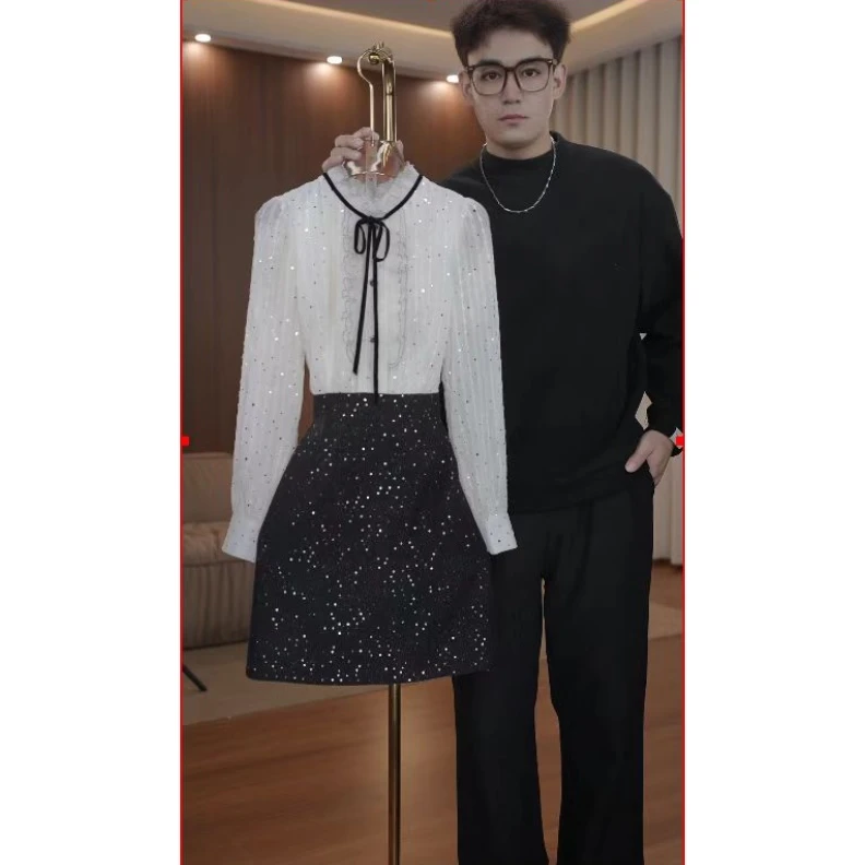 【蓝蝶儿】6865秋款上新气质显瘦高定连衣裙