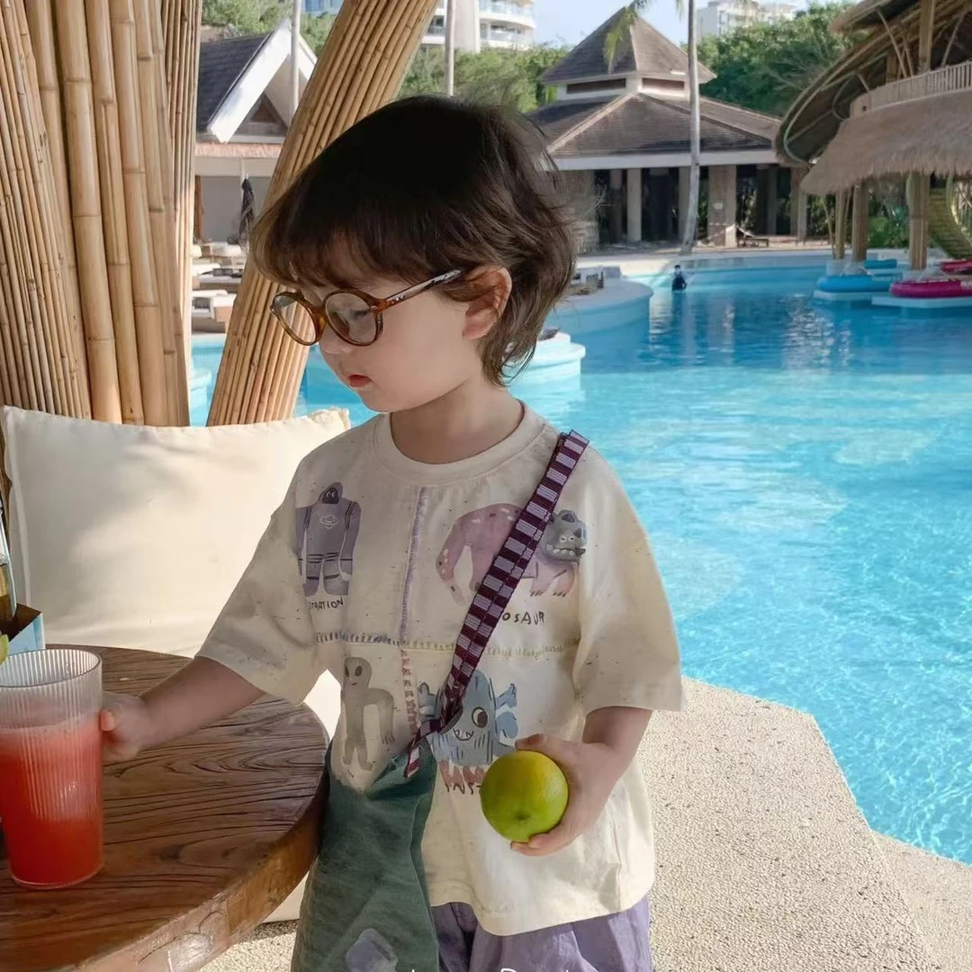 夏【短袖】【201-250】2025年夏季新款儿童短袖复古中式潮酷宝宝男童