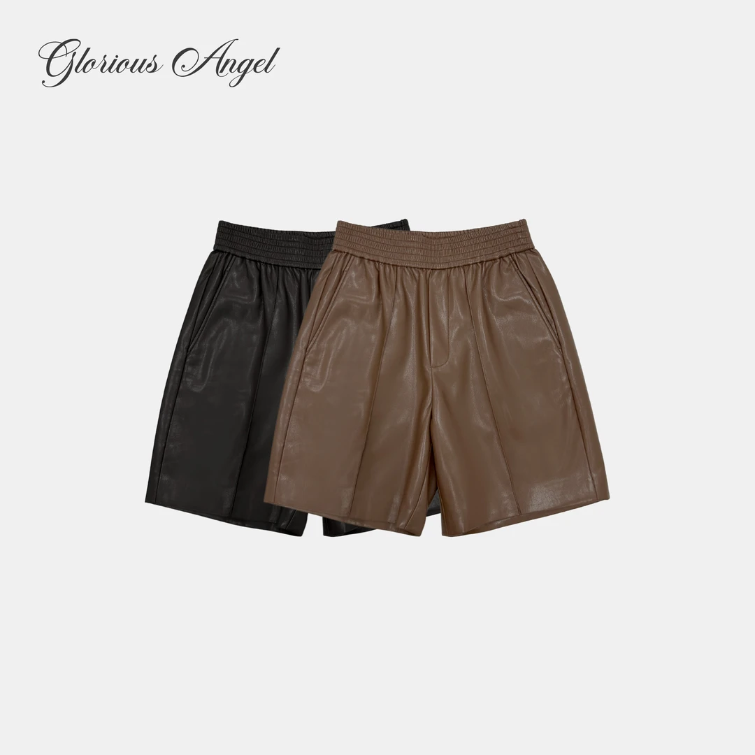 G.A 滑滑黑巧 尖叫手感 松紧腰 摩登百慕大 蛋白皮中裤