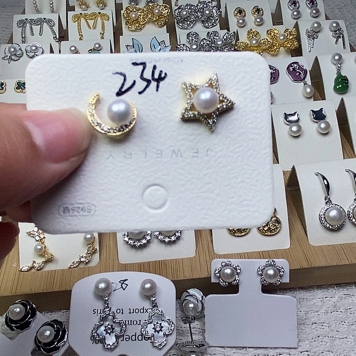 耳饰银S925镶嵌淡水珍珠