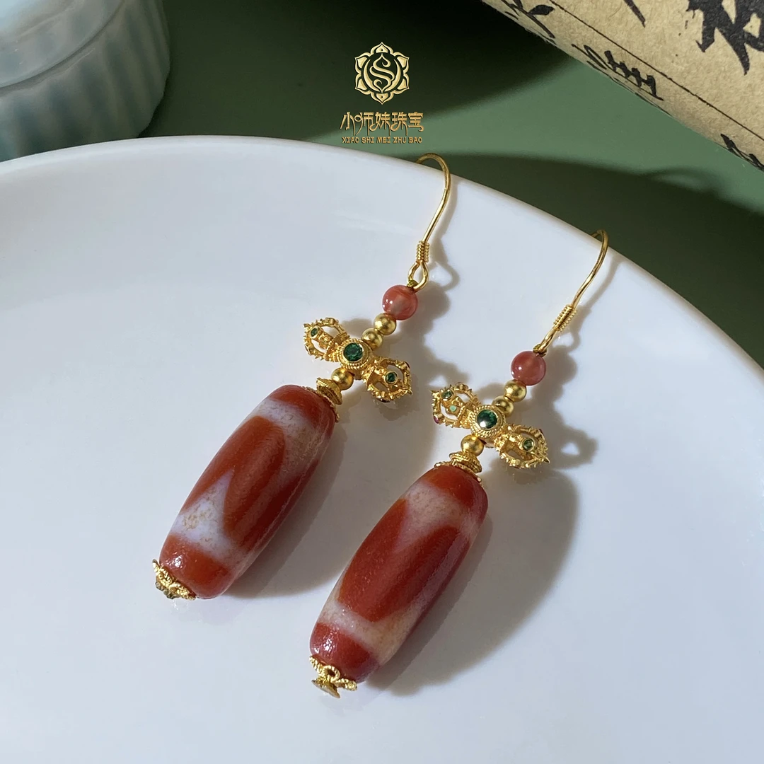扶摇臻选|红肉牙牙玛瑙杵杵耳钩