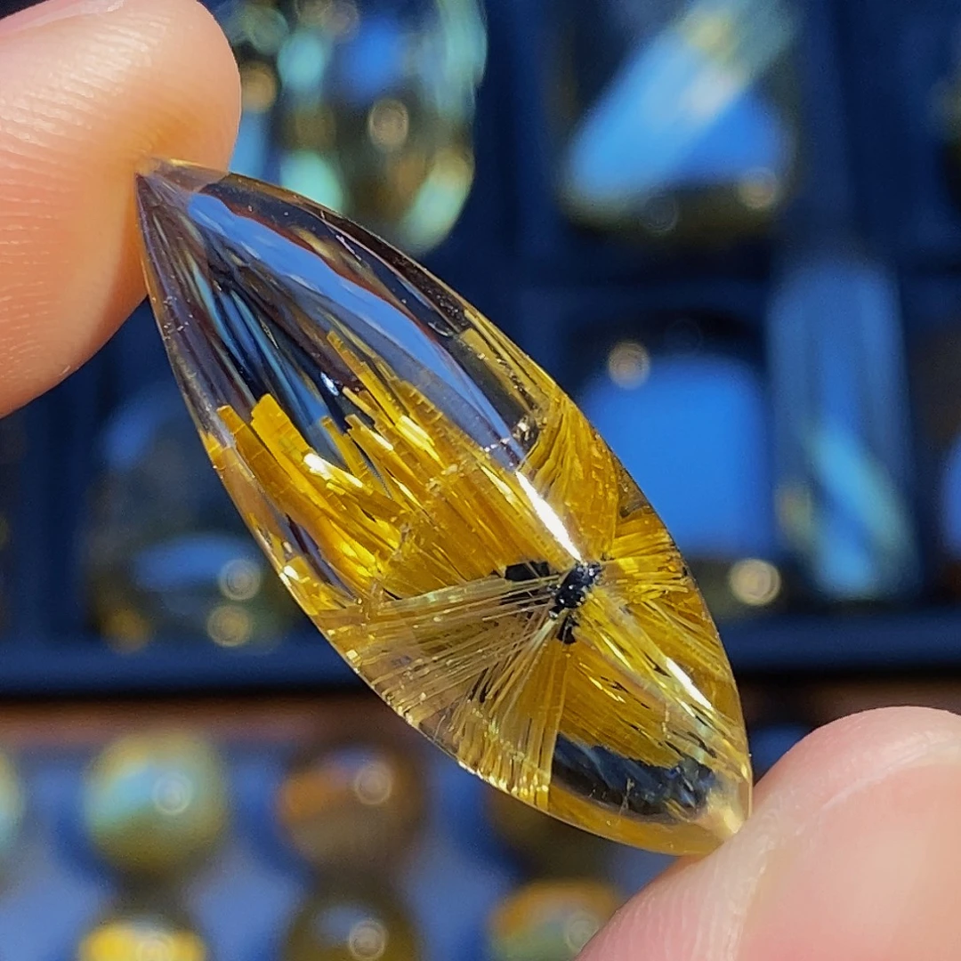 水晶未镶嵌颈饰天然钛晶六角花吊坠