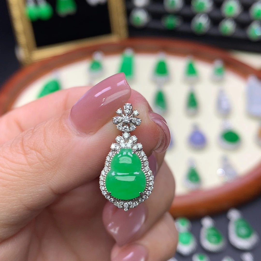 翡翠18K金镶嵌吊坠(不含链)