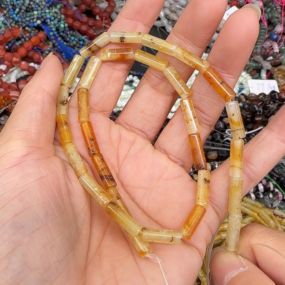 玛瑙/玉髓合金珠宝半成品琥珀玉4-13mm一条桶珠