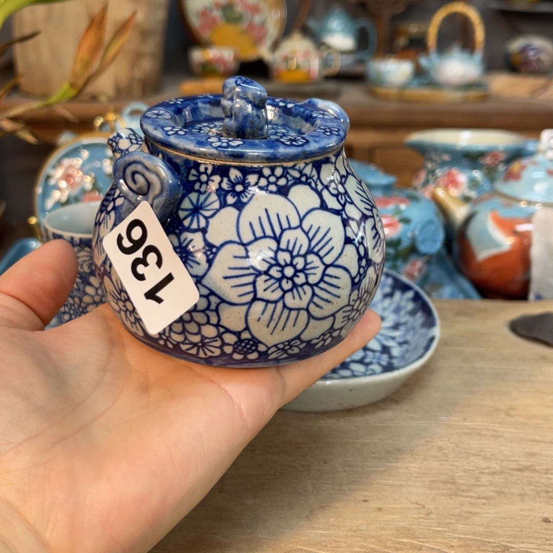 壶素浅陶瓷手工手绘