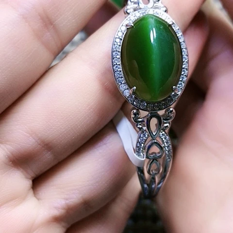 和田玉银S925镶嵌戒指