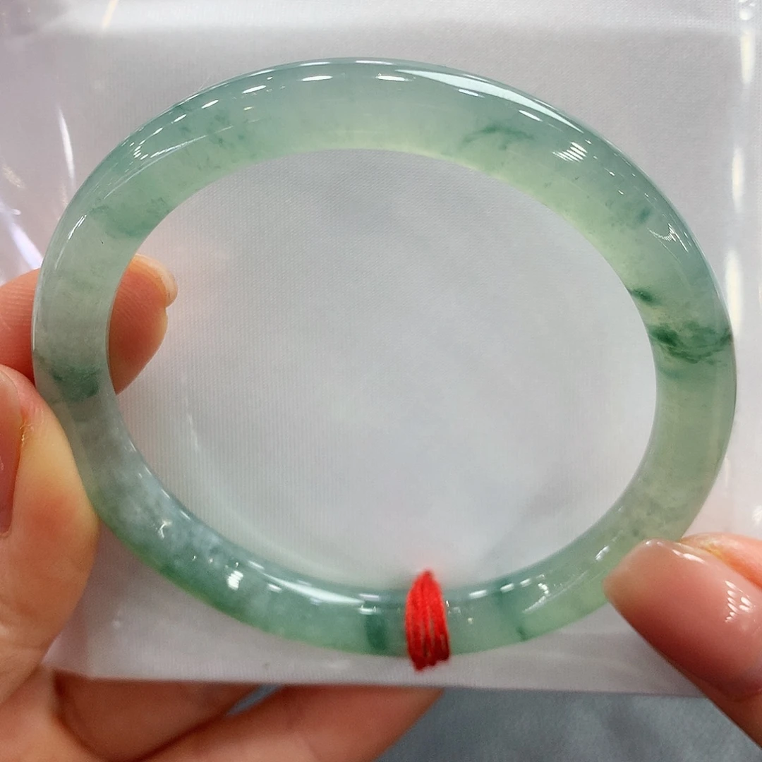 翡翠未镶嵌手镯53.8圈美人条圆条
