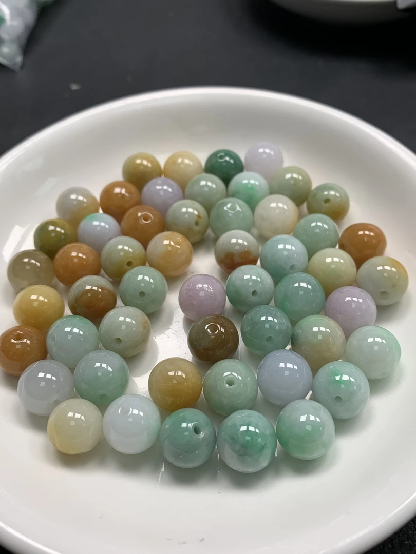 翡翠正品特色多宝色圆珠散珠珠子手链项链配饰配珠