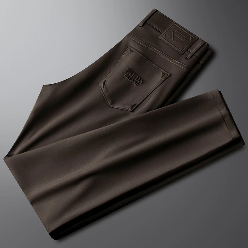 男士轻奢高端秋冬厚款休闲裤男款修身直筒免烫垂感商务西装长裤男
