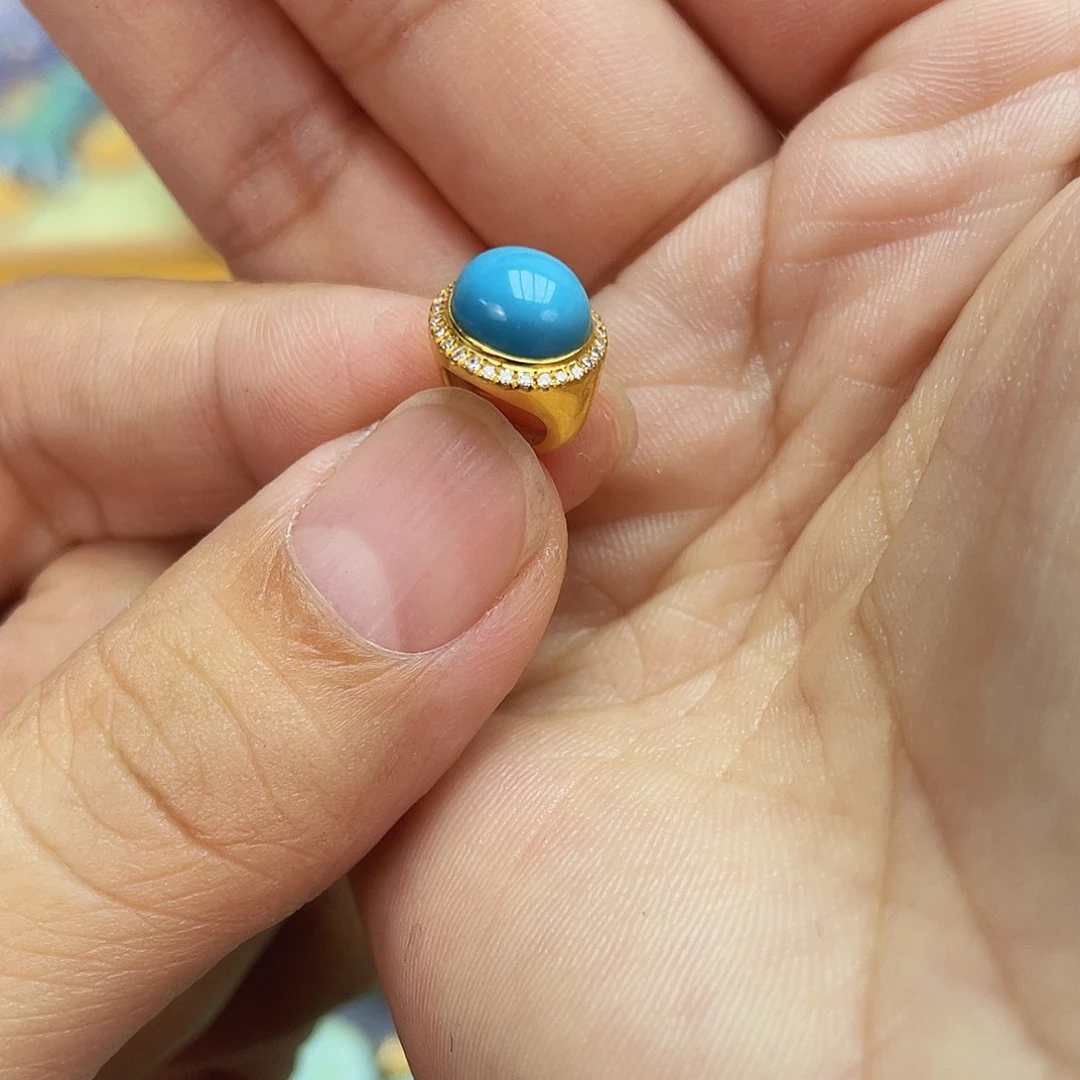 绿松石18K金镶嵌吊坠(不含链)