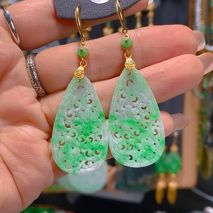 大***）翡翠未镶嵌耳饰翡翠