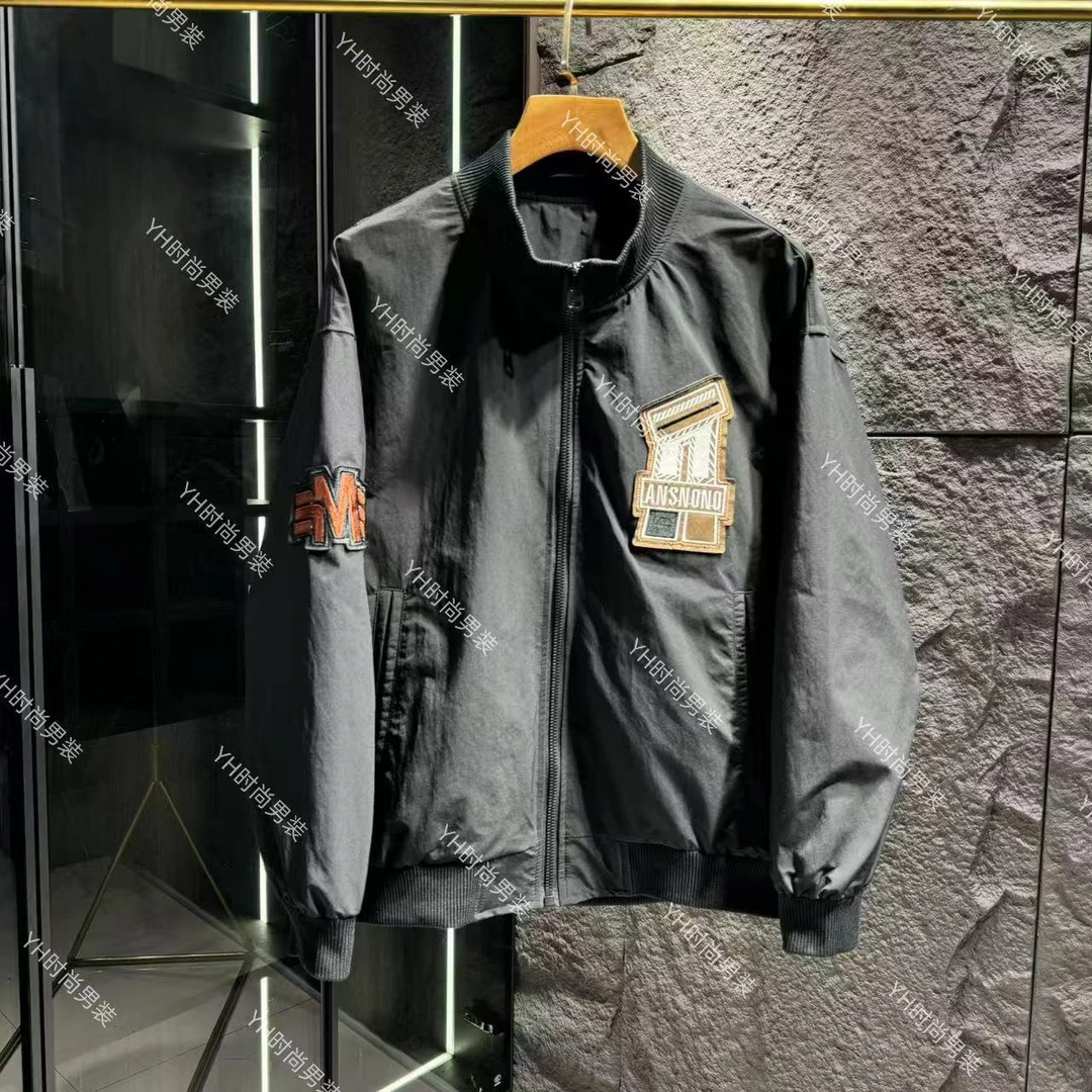 春季新款美式潮牌字母刺绣夹克外套休闲百搭痞帅时尚宽松棒球服