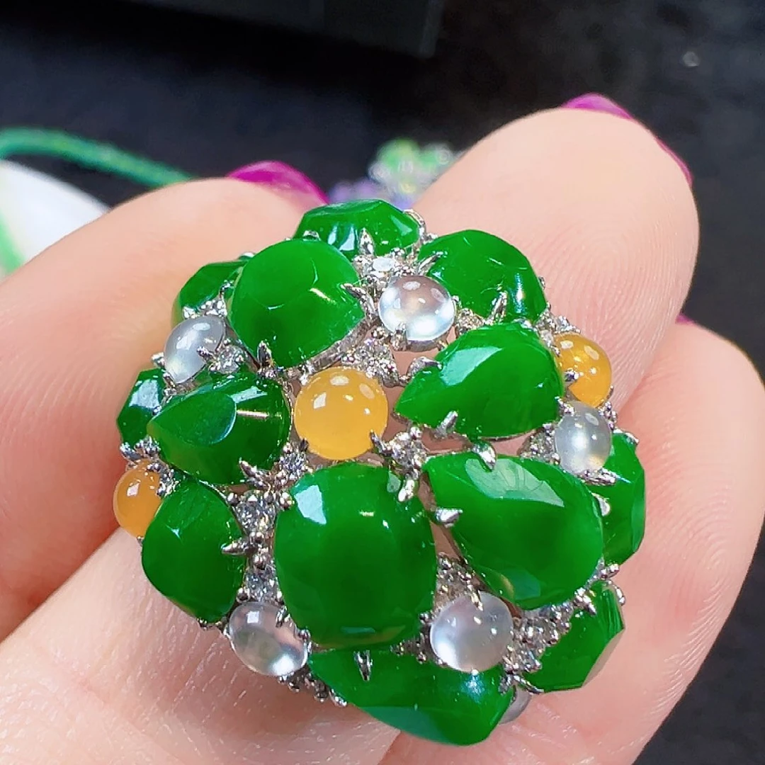 翡翠戒指18K金镶嵌更***排签收后24小时鉴赏期