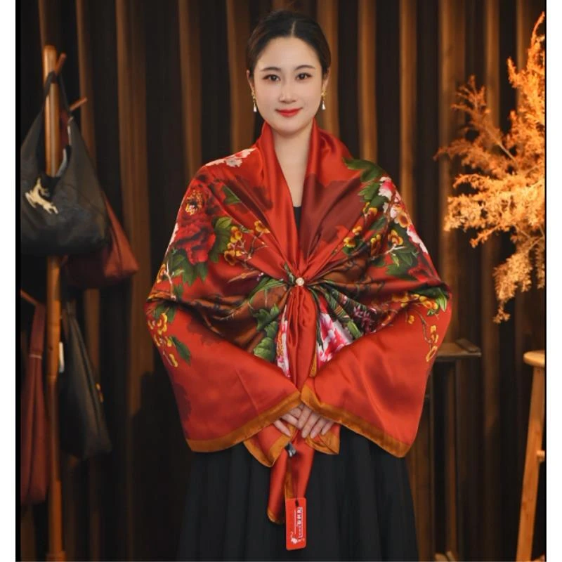 1-851【春兰秋菊】 丽景段80X180左右丝巾长巾