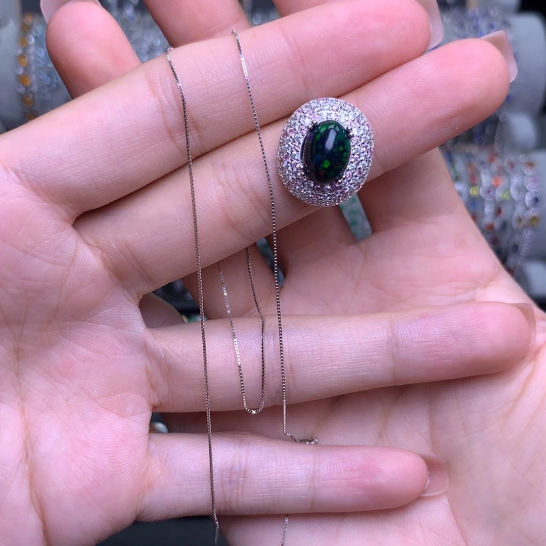 S***w欧泊银S925镶嵌吊坠(赠链)