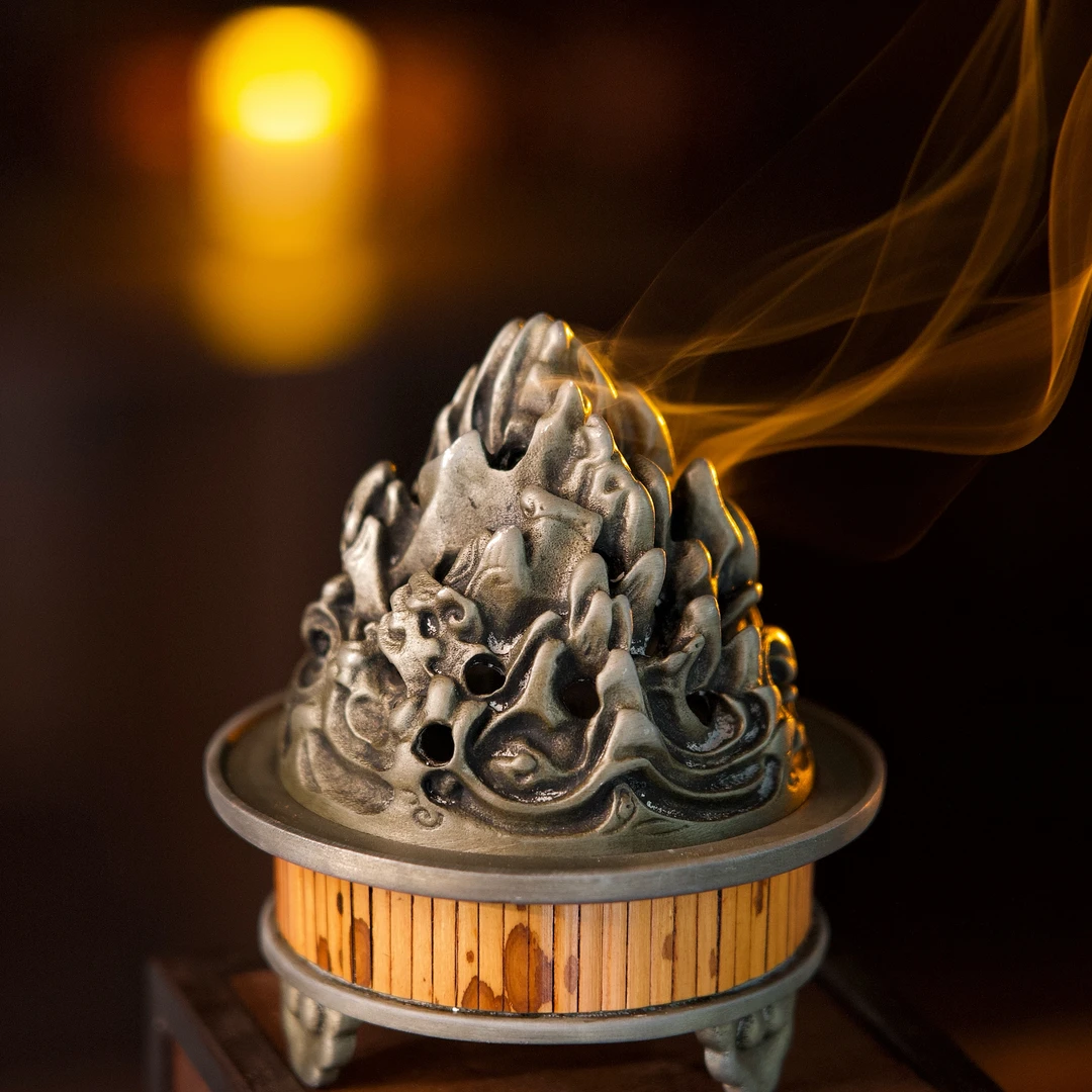 古篱博山梅妃竹古锡香炉盘香香插底座室内沉香小香炉香道茶配件