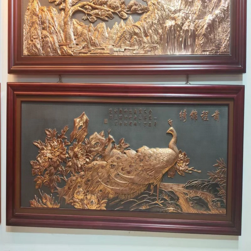 紫铜浮雕前程似锦大气装饰画适合客厅办公室背景墙装饰挂画