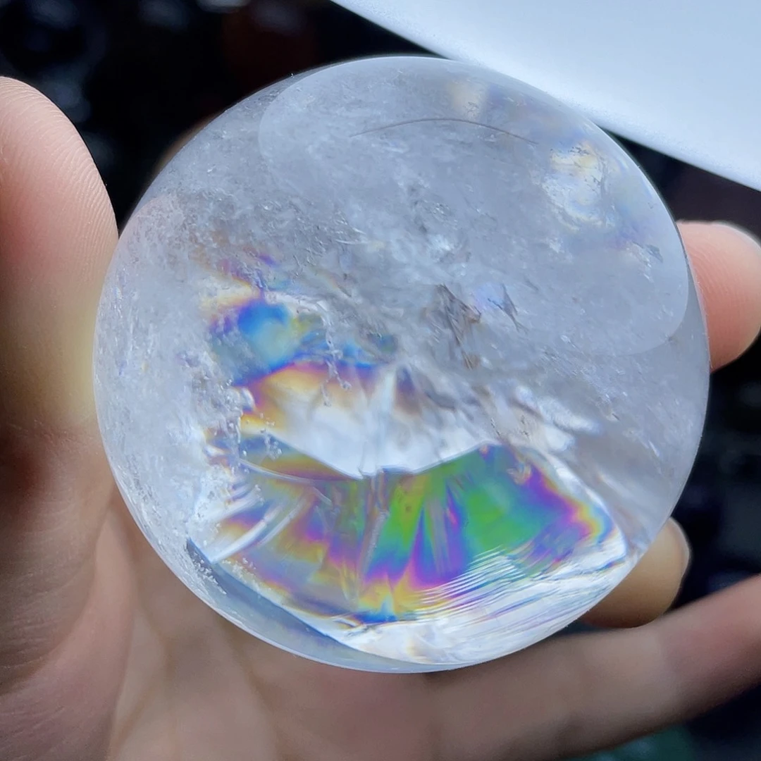 水晶珠宝半成品未镶嵌天然白水晶暴彩53.9mm