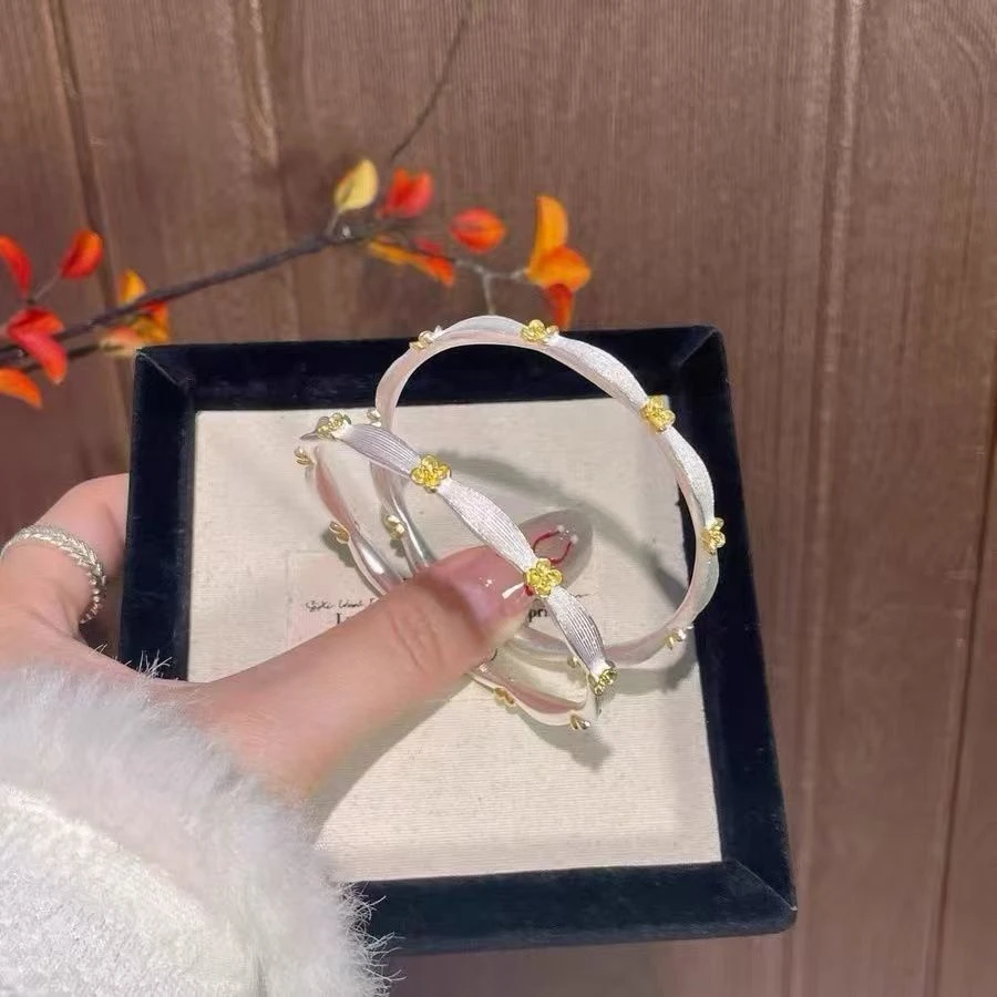 纯银999桂花双色足银开口小众百搭手镯送女友闺蜜生日七夕礼物