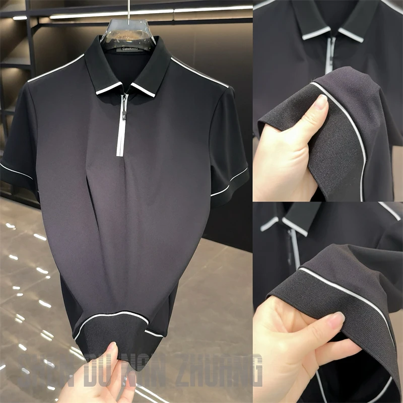 【绅度男装】高奢莱赛尔桑蚕丝混纺翻领Polo衫短袖T恤51058