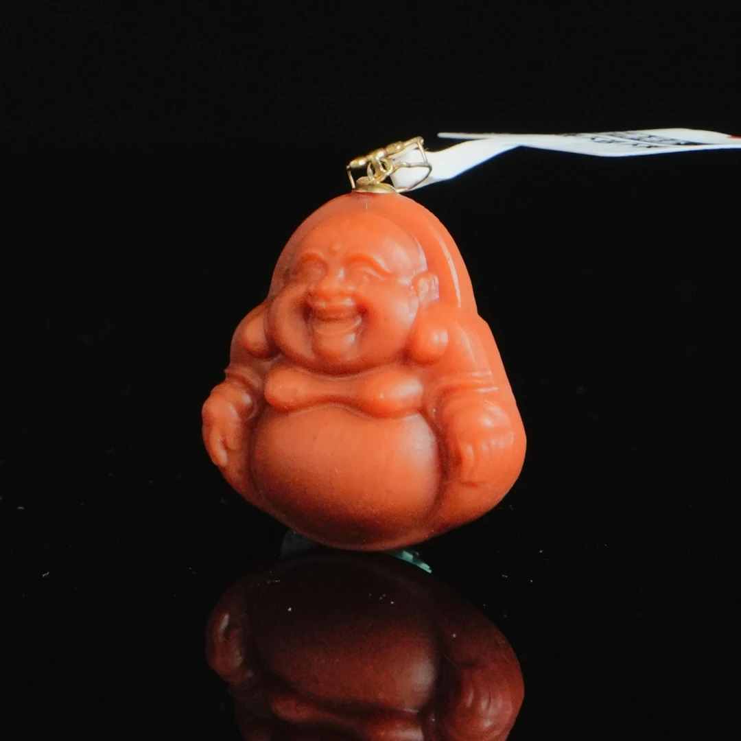 18k金镶南红弥勒吊坠 25×26×7mm6.13 DY-M6948