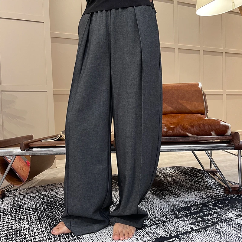 ZUOXIAOQI【现货】摩登双折西裤女款爆款2025新款西装裤黑色阔腿裤