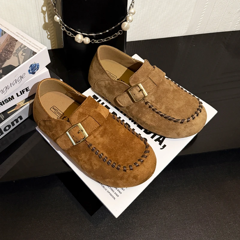 勃肯鞋女2025秋季新款时尚懒人一脚蹬百搭复古网红内增高女鞋子潮