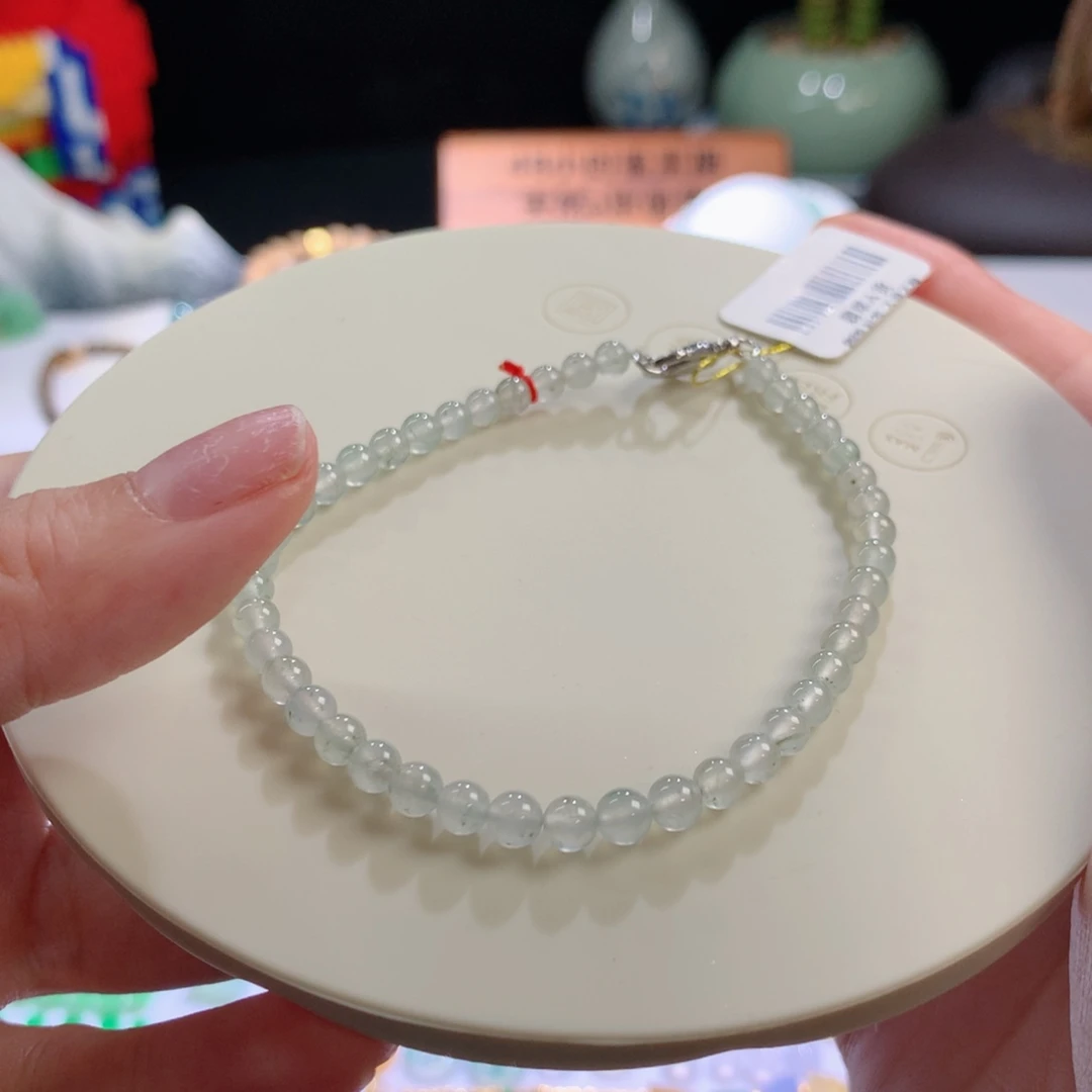 翡翠裸石强冰翡翠手链