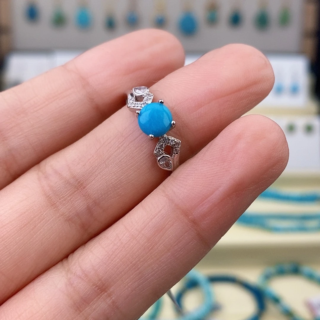 绿松石银S925镶嵌戒指