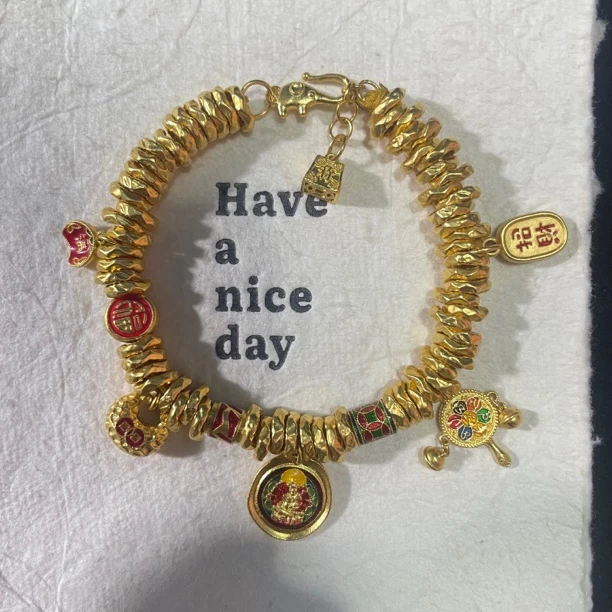 足金定制卡7盘缠手串21.86克