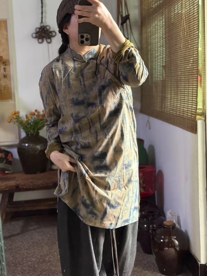 Ma huan xi/麻欢喜江掌柜私人定制香云纱旗袍式连衣裙