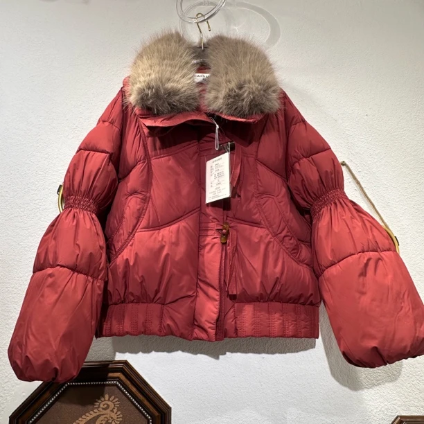 13 牛角扣冬季方领厚款拉链休闲短款冬装宽松型