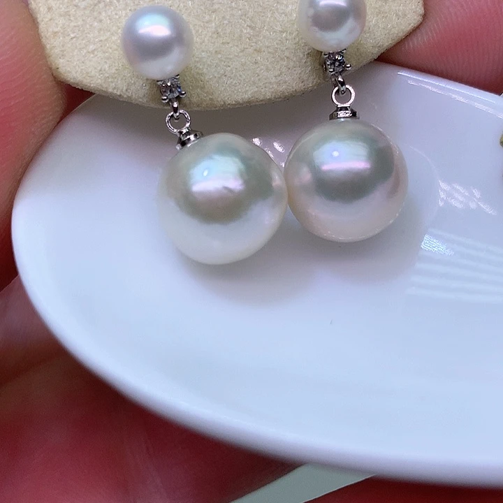 银S925镶嵌耳饰淡水珍珠