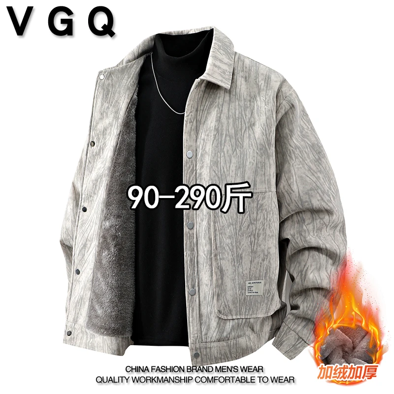 VGQ潮男扎染灯芯绒加绒加厚外套冬季款大码美式复古休闲夹克上衣