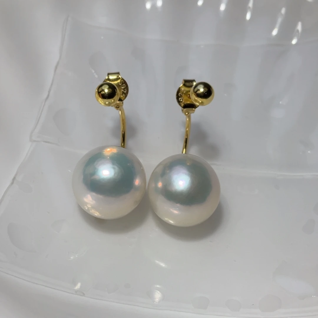 淡水珍珠耳饰银S925镶嵌