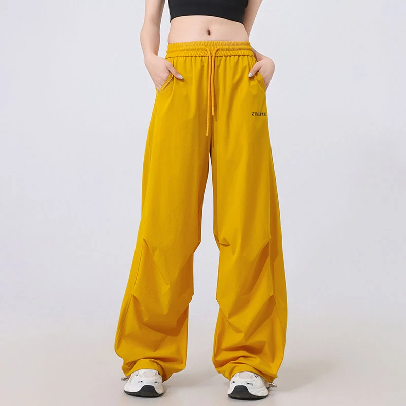 XVRV2025秋季新款速干两穿运动裤弯刀双褶宽松透气健身哈伦伞兵裤