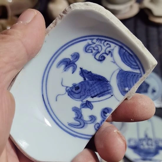 瓷片青花影青杯垫学习标本