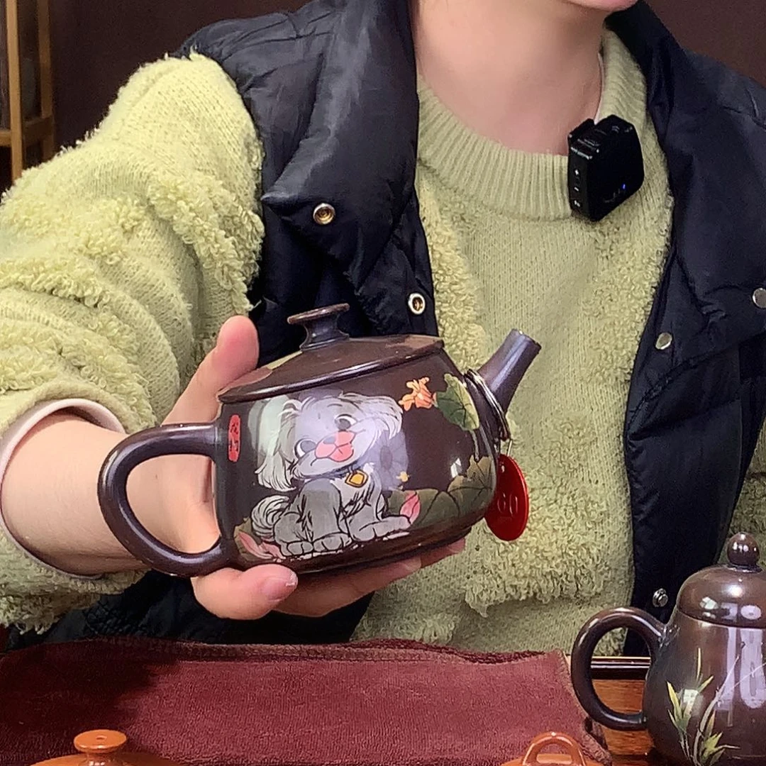 壶建水紫陶彩填亮光茶壶060