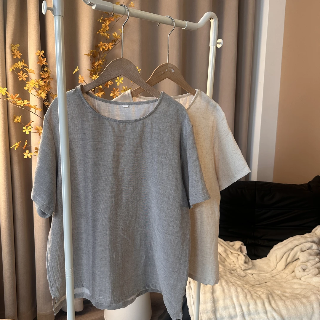 【兰精天丝麻短袖】25新款男女同款-天丝麻短袖上衣透气夏天百搭