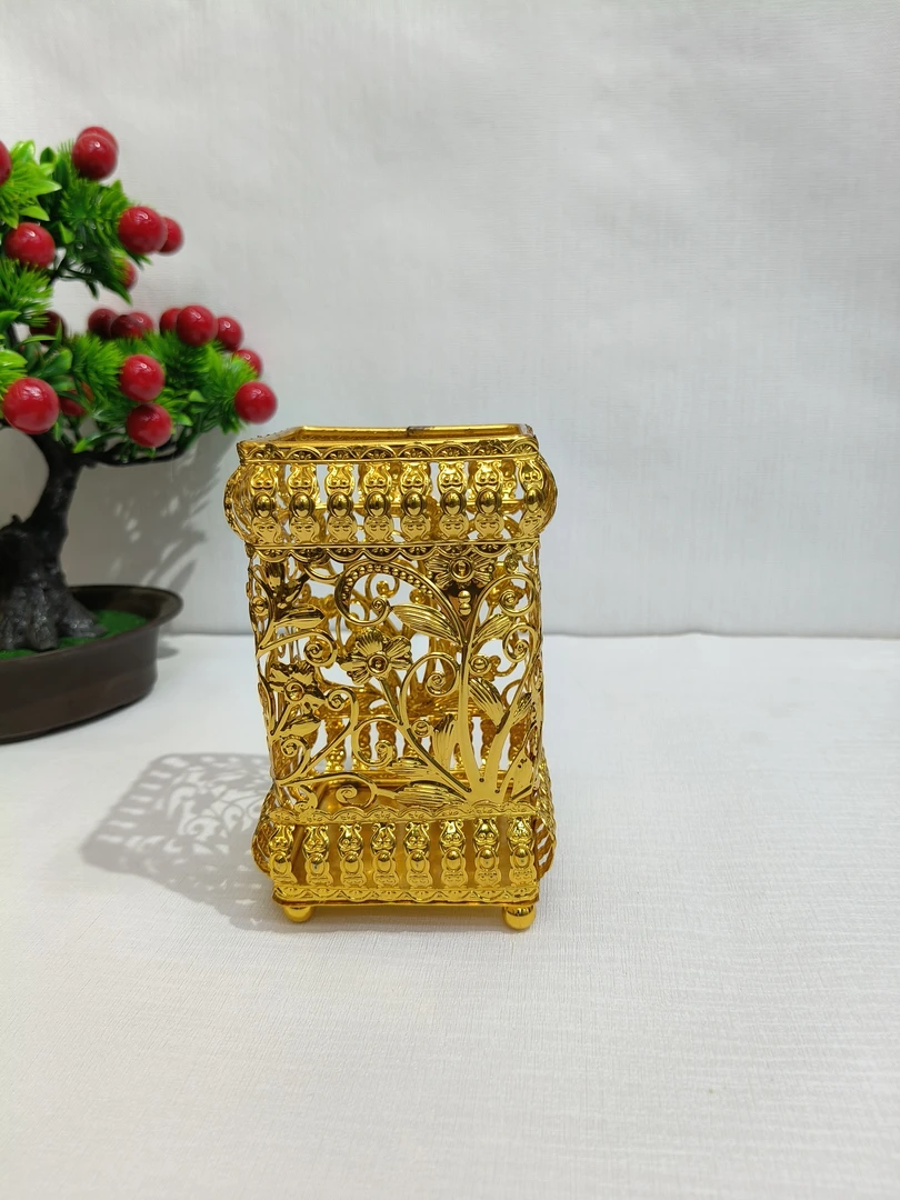 筷架筷子筒蒸笼笔筒镀金纯手工桌面精美浮雕工艺品精致金色