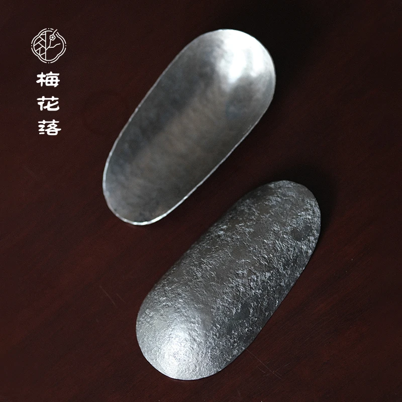 梅花落纯锡雕手工茶则茶勺拨茶简约取茶功夫茶具茶道配件茶铲茶刀