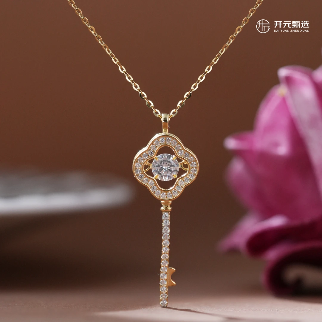 链子925银 「心门之钥」镀金锆石项链