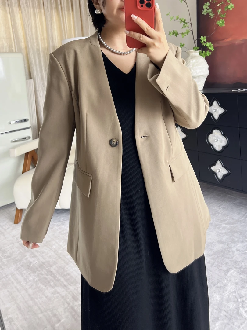 【梦境回廊 YINFEIFEI】2025春季新品单粒扣无领收腰显瘦西装外套女