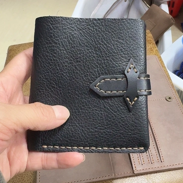 植糅牛皮黑色11卡位钱包