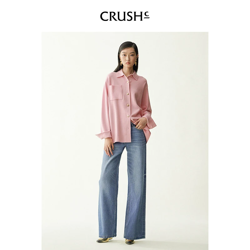 Crush Collection2025年早春新款牛仔裤女士简约舒适阔腿裤直筒裤