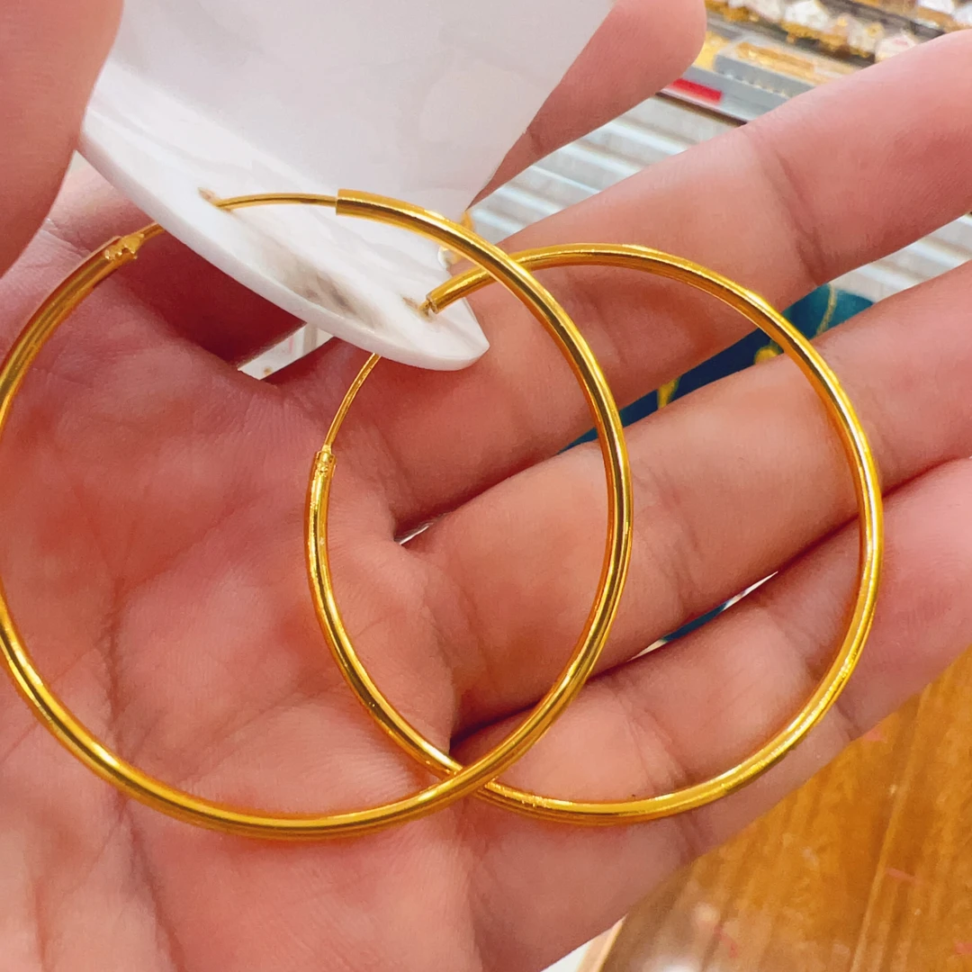 铜合金耳饰 EH004 新款时尚休闲百搭素圈耳环（6cm）