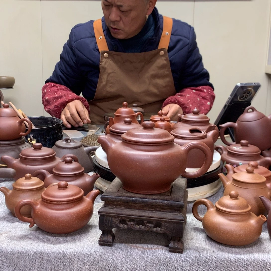 紫泥茶壶红降坡掇只280 C半手工制作