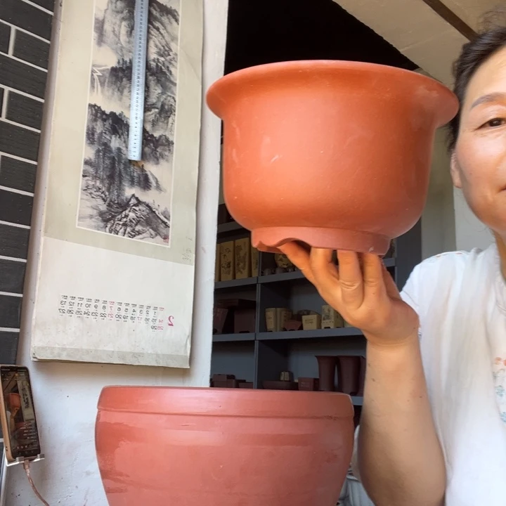 紫砂花盆紫砂红色花盆