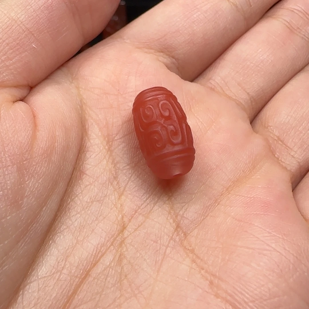 南红玛瑙未镶嵌回纹桶珠9.1mm