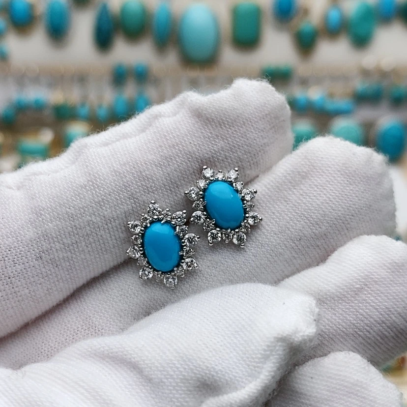 【闪购商品】绿松石配饰银S925镶嵌嘻*呀